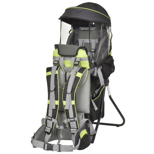 Homcom Mochila Portabebés Plegable Con Techo Impermeable Para 6-36 Meses Verde_0