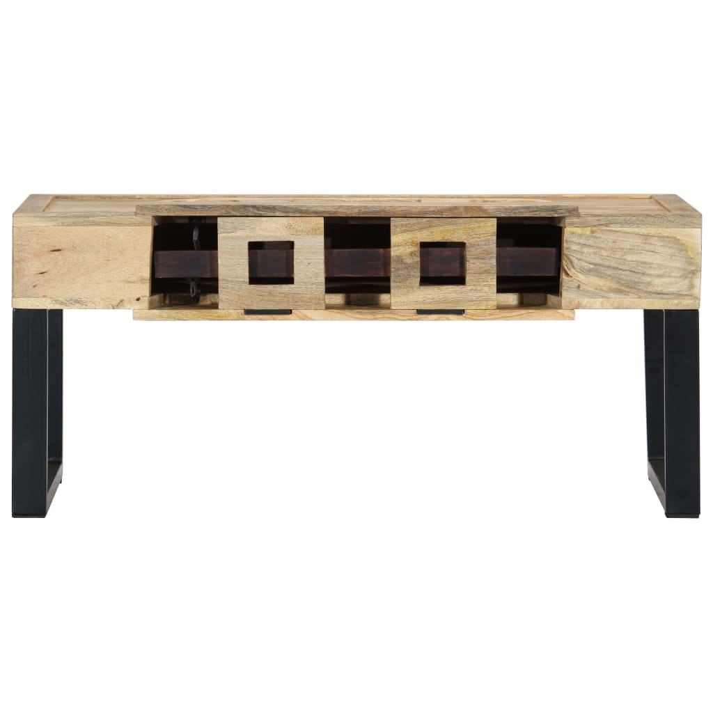 Mesa De Centro Estilo Cassette Madera Maciza Mango 100x52x45 Cm_2