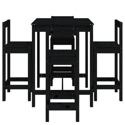Vidaxl Set De Mesa Y Taburetes Altos Jardín 5 Piezas Madera Pino Negro_4