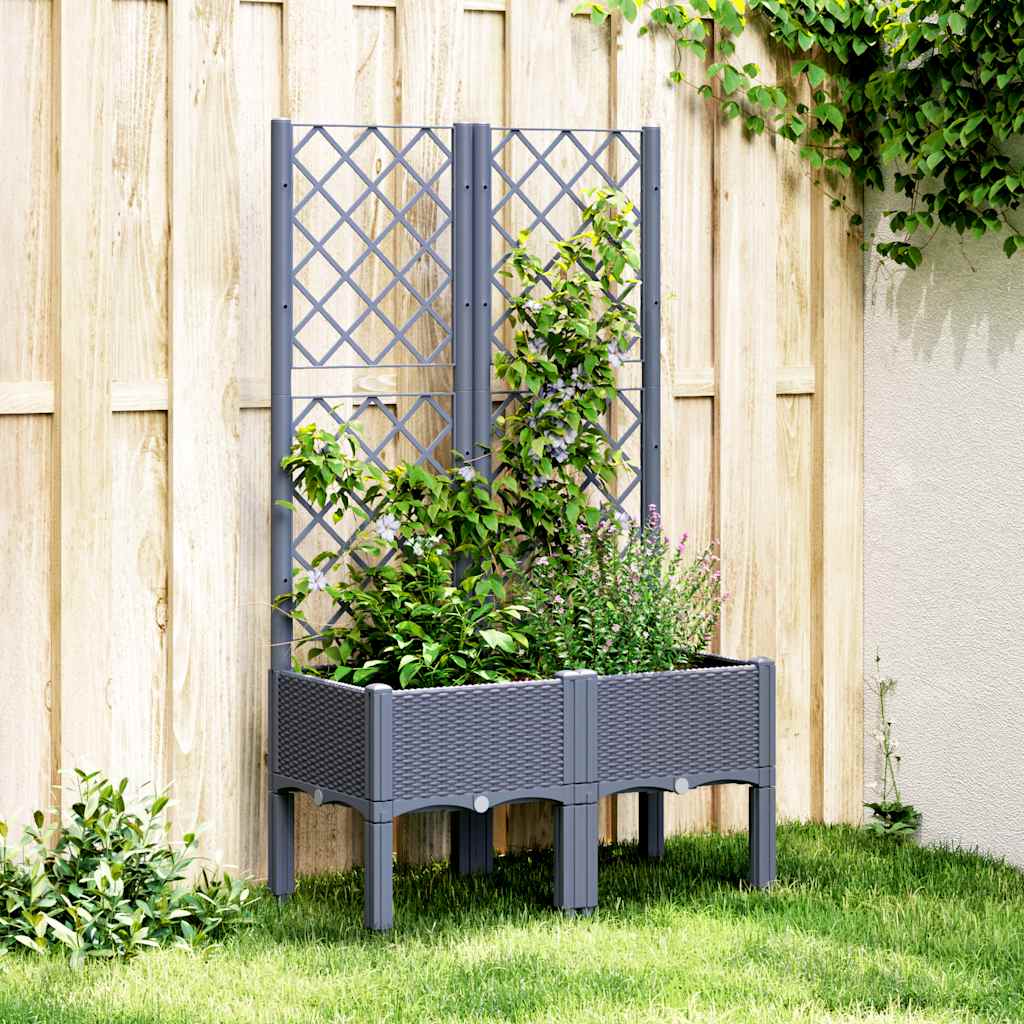 Jardinera Con Enrejado Pp Azul Gris 80x40x142 Cm_1