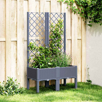 Jardinera Con Enrejado Pp Azul Gris 80x40x142 Cm_1