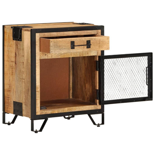Mesita De Noche Madera Maciza De Mango Sin Tratar 43x30x51 Cm_0