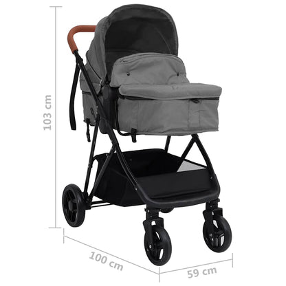 Vidaxl Cochecito De Bebés 2 En 1 De Acero Gris Claro Y Negro_2