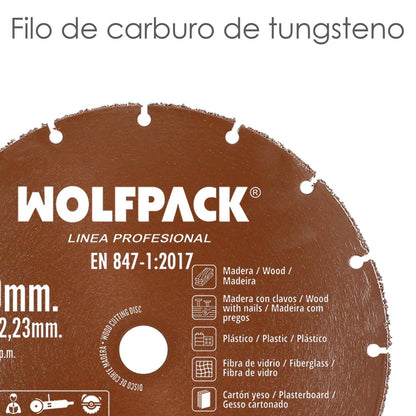 Disco Corte Madera / Plastico Ø 230 Mm. Filo De Carburo De Tungsteno