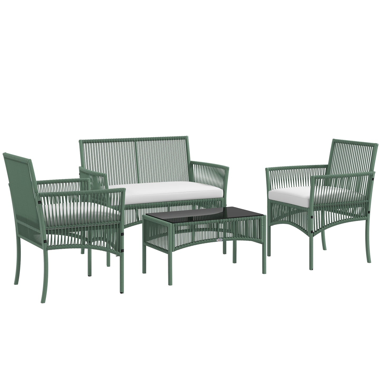 Outsunny Conjunto De Jardín Exterior De Ratán Sintético De 4 Piezas Verde Oscuro_0