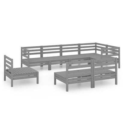 Juego De Muebles De Jardín 8 Piezas Madera Maciza De Pino Gris / Vetonek_5