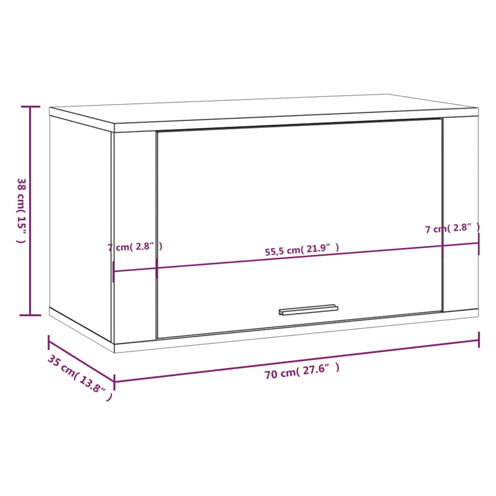 Mueble Zapatero Pared Madera Pino Marrón Roble 70x35x38 Cm / Vetonek_3