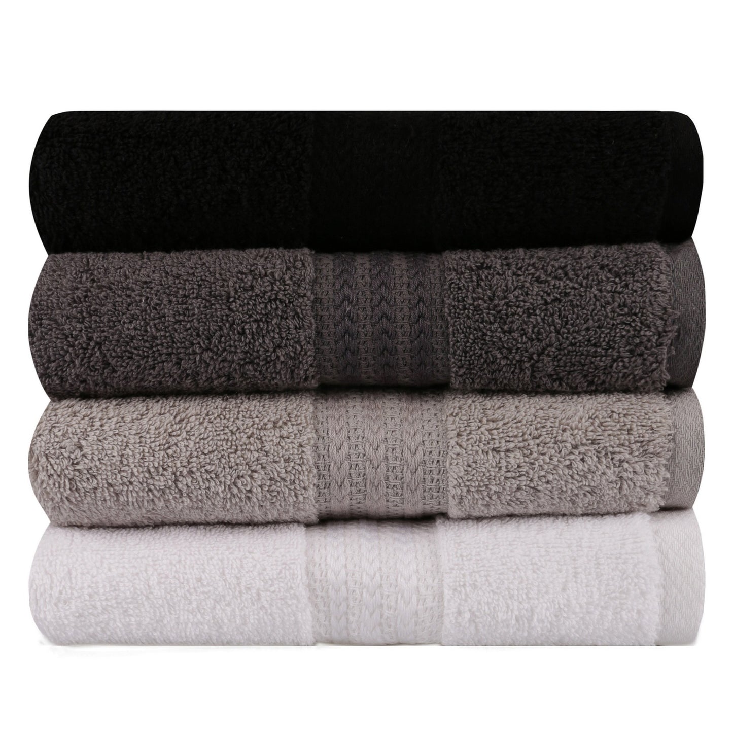 Juego De Toallas De Mano (4 Piezas) Blanco, Gris, Gris Oscuro Y Negro_1