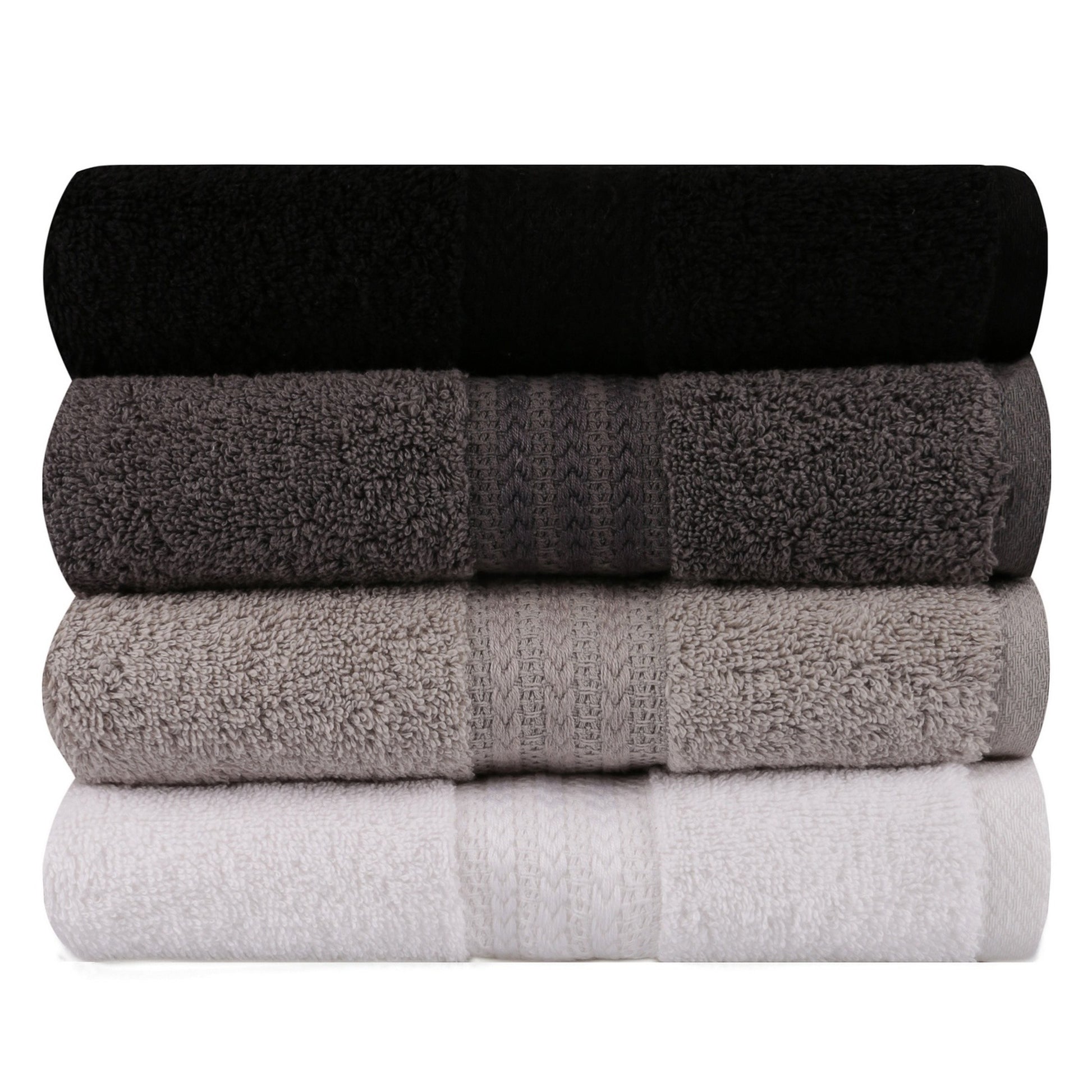 Juego De Toallas De Mano (4 Piezas) Blanco, Gris, Gris Oscuro Y Negro_1