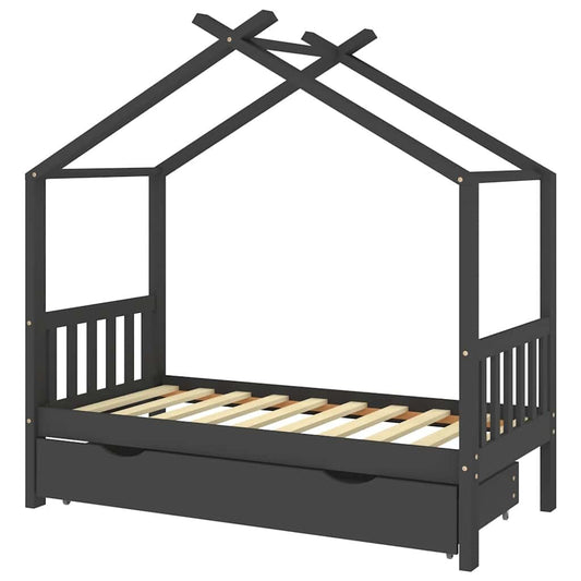 Vidaxl Estructura De Cama Infantil Y Cajón Madera Pino Gris 80x160cm_0