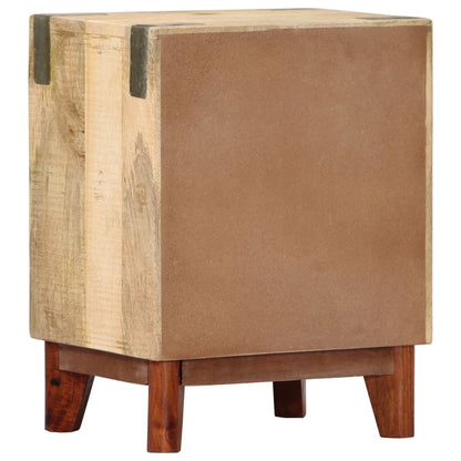 Mesita De Noche Madera Maciza De Mango Rugosa 40x30x52 Cm_1