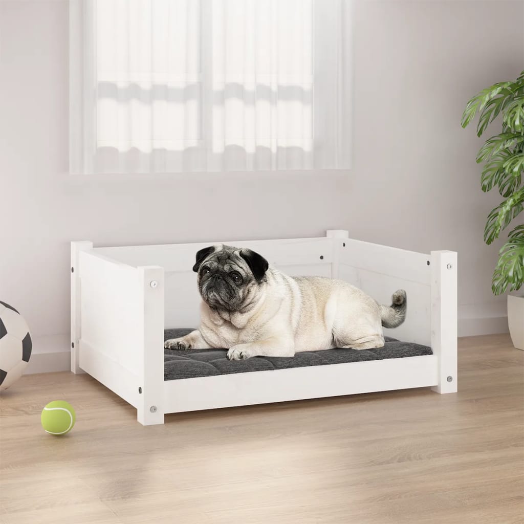 Vidaxl Cama Para Perros Blanca 65,5x50,5x28 Cm Madera Maciza De Pino_5