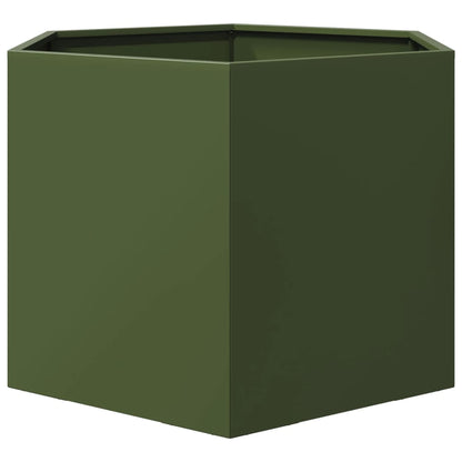 Jardinera Hexagonal De Acero Verde Oliva 69x60x45 Cm_4