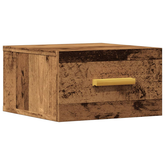 Mesita De Noche De Pared Madera Envejecida 35x35x20 Cm_0