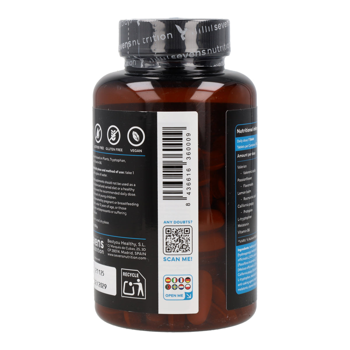 Melatonina con Triptófano Sevens Nutrition 120 cápsulas
