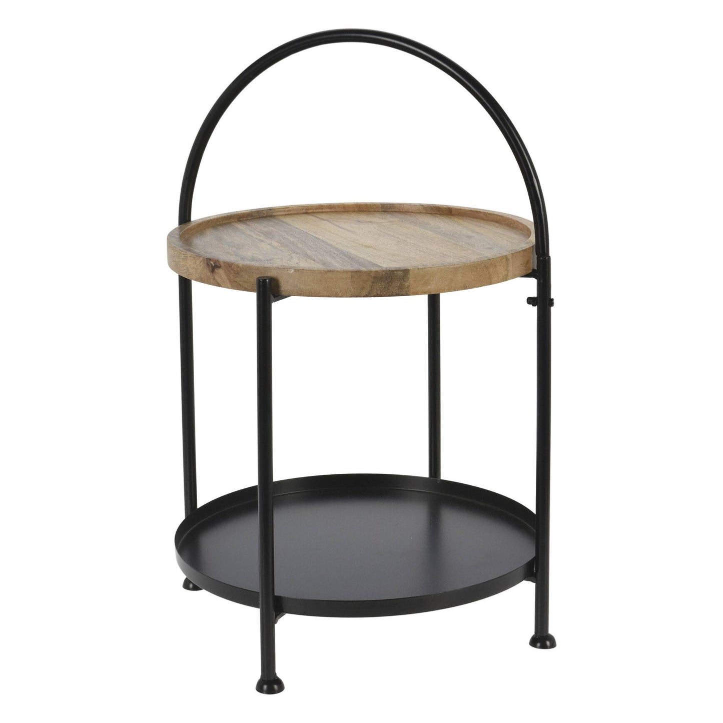 Well Home Mesa Auxiliar Con Dos Bandejas Color Negro Ø39x55cm