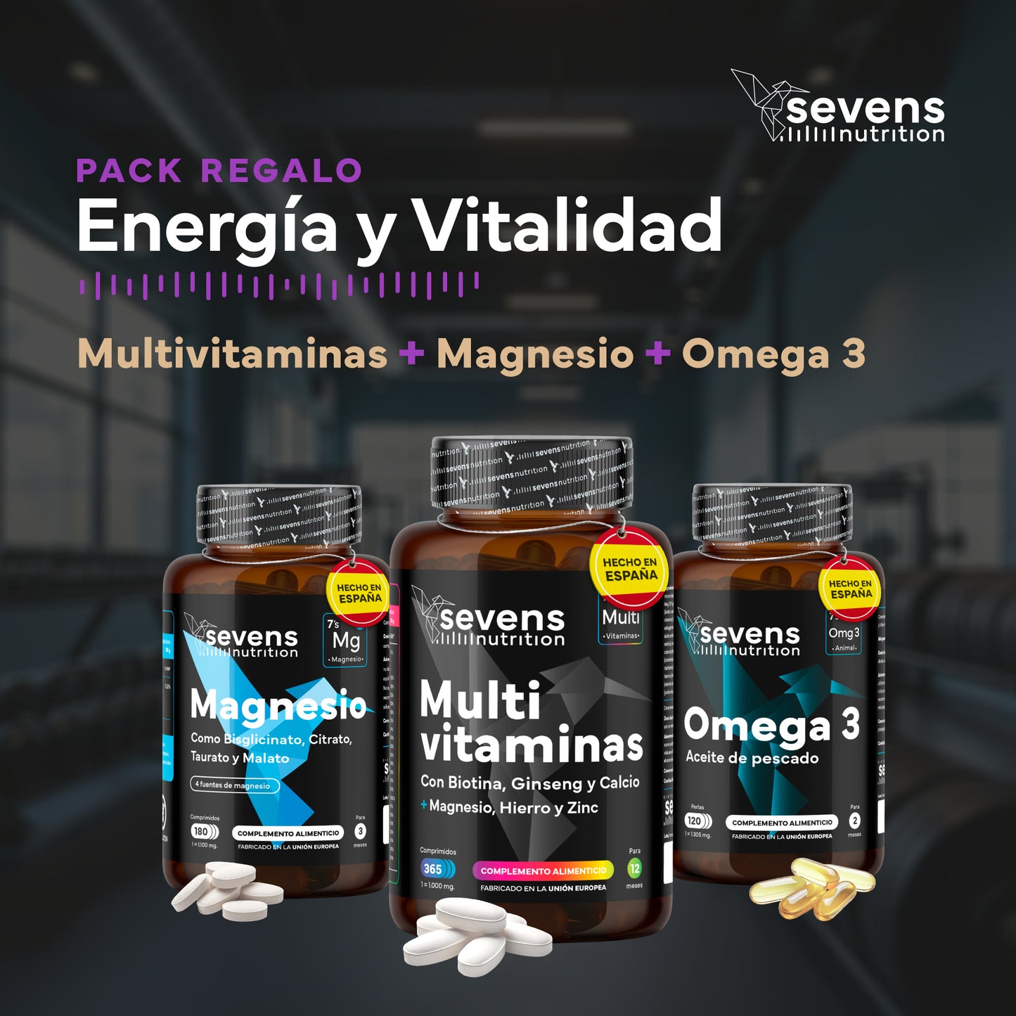 Pack Energía. Con Multivitaminas, Omega 3 Y Magnesio. Sevens Nutrition. Energía y Vitalidad_1