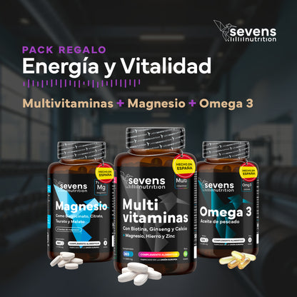 Pack Energía. Con Multivitaminas, Omega 3 Y Magnesio. Sevens Nutrition. Energía y Vitalidad_1
