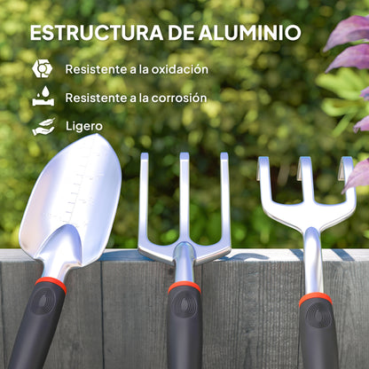 Outsunny Juego De Herramientas Jardinería De 9 Piezas De Aluminio Con Bolsa_3