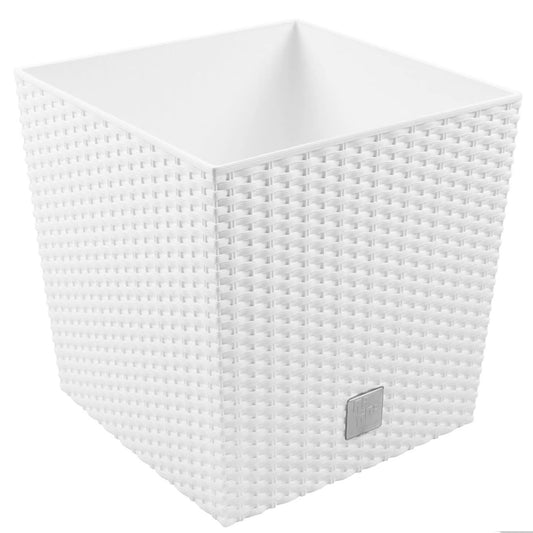 Maceta Rato 15,8 Litros Con Cubilete Para Plantar En Color Blanco 26,2 X 26,2 X 26,6 Cm.