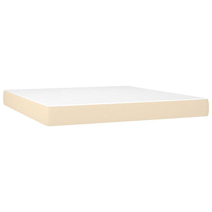Cama Box Spring Con Colchón Y Led Tela Crema 160x200 Cm / Vetonek_1