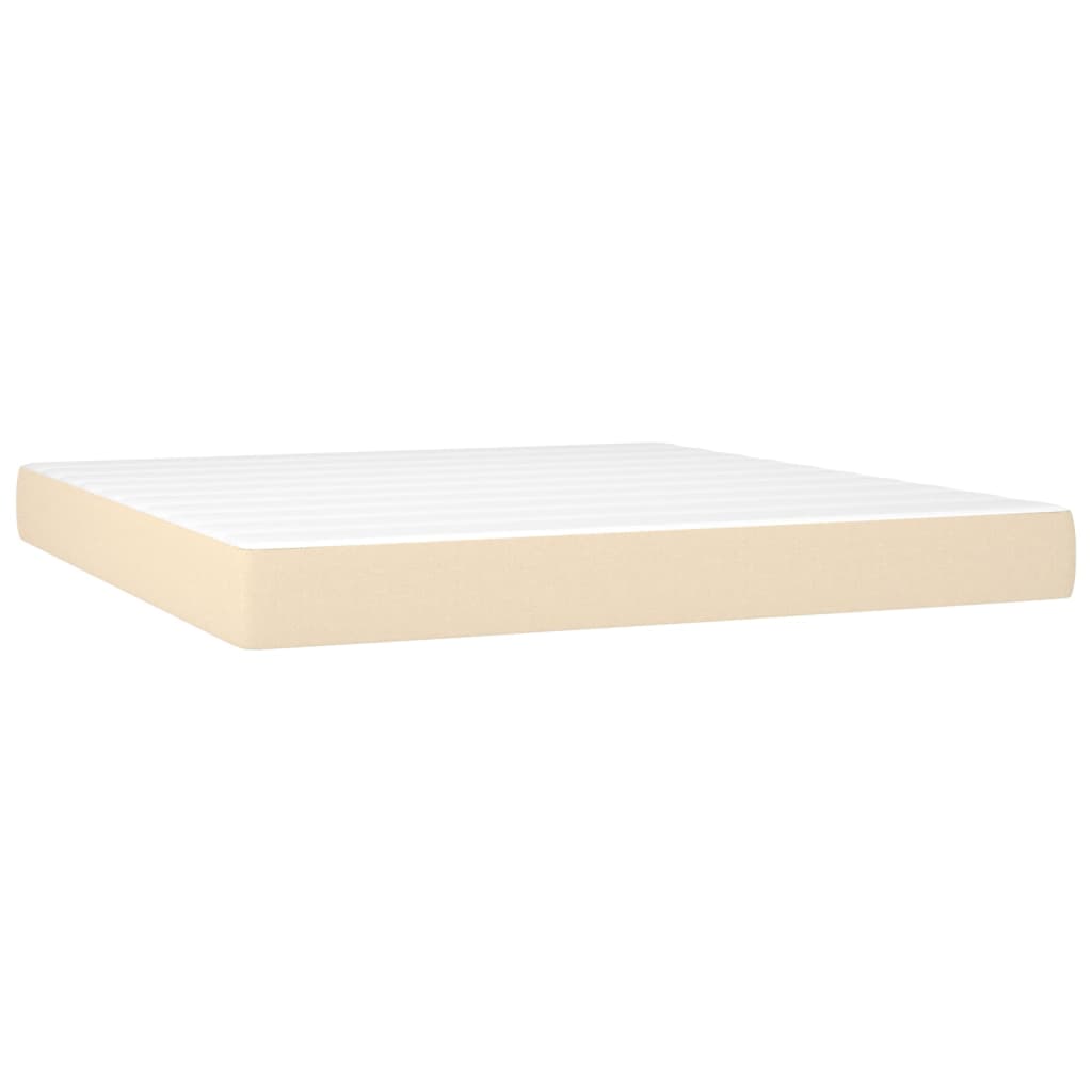 Cama Box Spring Con Colchón Y Led Tela Crema 160x200 Cm / Vetonek_3