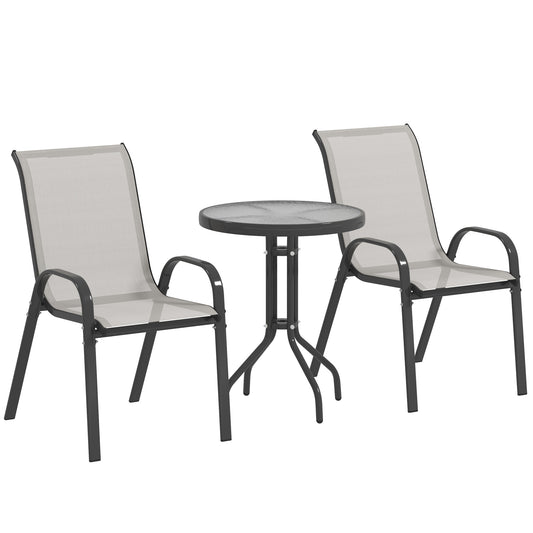 Outsunny Conjunto De Mesa Y Sillas De Terraza Exterior De 3 Piezas Gris Claro_0