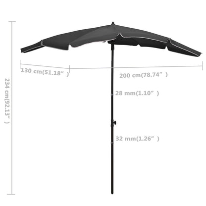 Vidaxl Sombrilla De Jardín Con Palo Gris Antracita 200x130 Cm_2