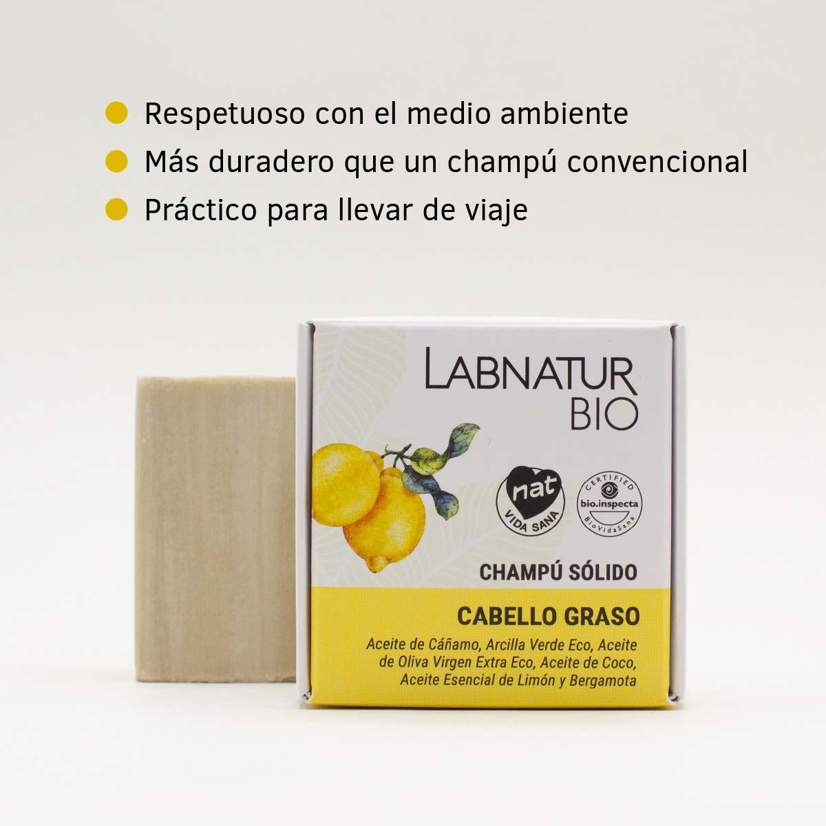 Champú Sólido para Cabello Graso Labnatur Bio 75 g | Arcilla Verde | Control de Sebo | Limpieza Purificante | Vegano_2