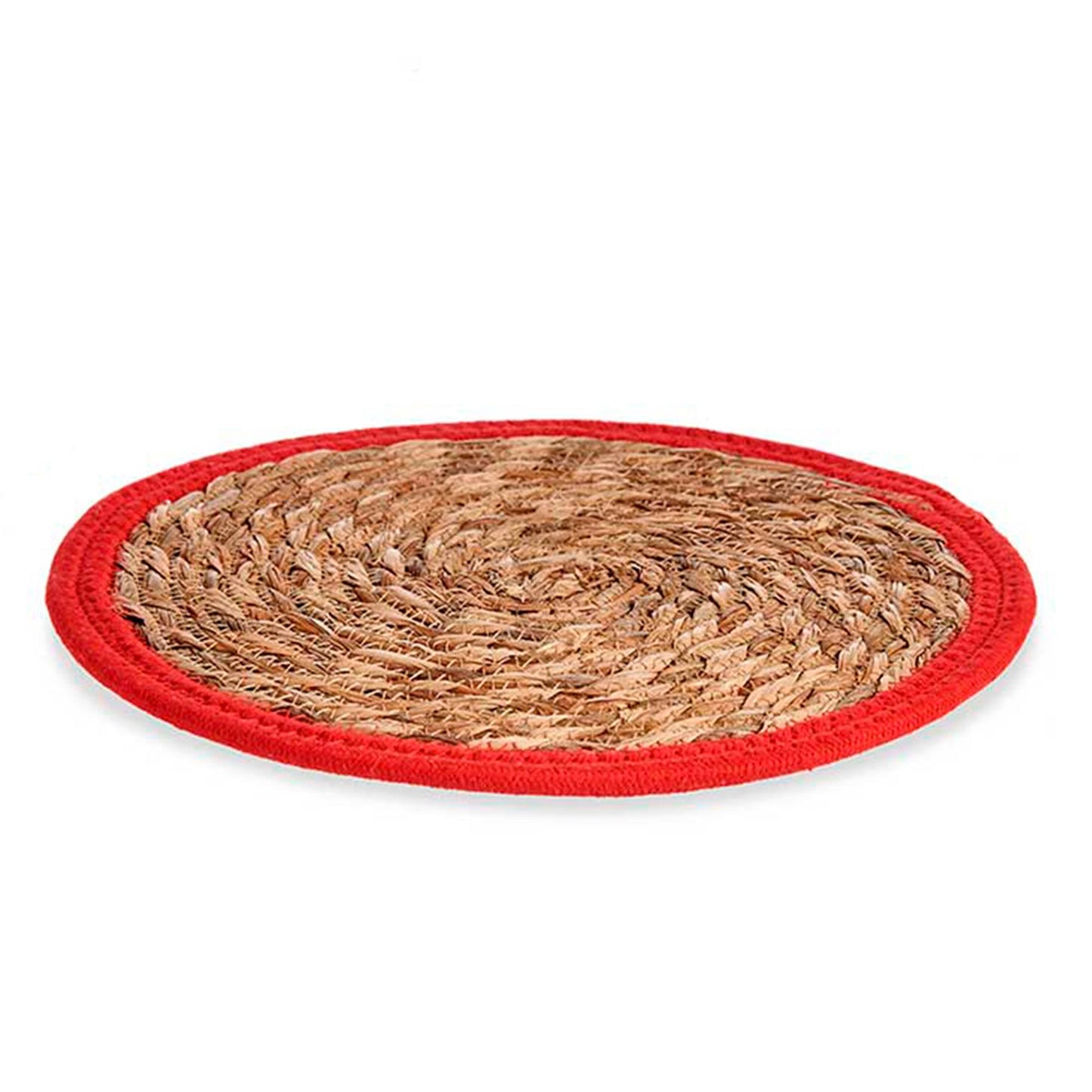 Tapete Natural Borde Rojo 30cm Colección Kinvara