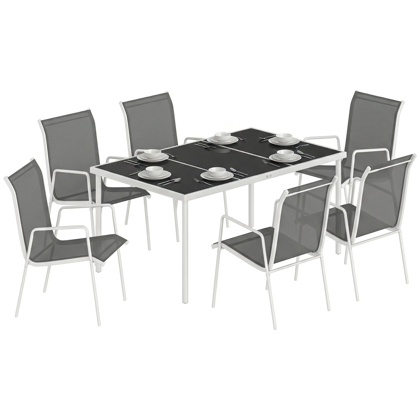 Outsunny Conjunto De Mesa Y Sillas Jardín De 7 Piezas_0