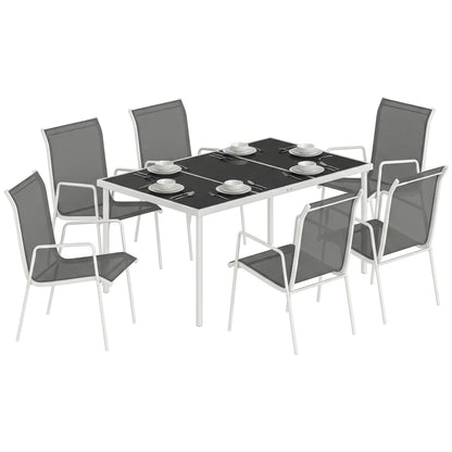 Outsunny Conjunto De Mesa Y Sillas Jardín De 7 Piezas_0