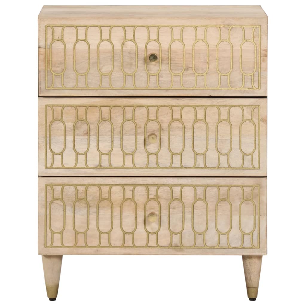 Mesita De Noche Madera Maciza De Mango 50x33x60 Cm_1