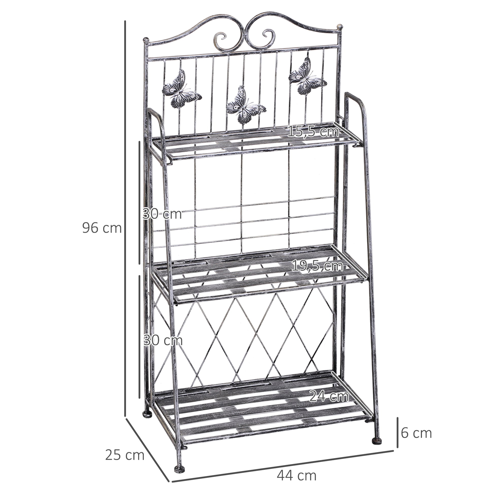 Outsunny Estantería Para Plantas Plegable De 3 Niveles Gris Plateado_2