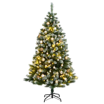 Vidaxl Árbol De Navidad Artificial Con Bisagras 300 Led Y Bolas 210 Cm_0