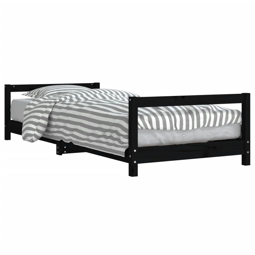 Vidaxl Estructura De Cama Para Niños Madera De Pino Negro 90x190 Cm_0