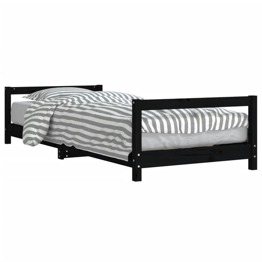 Vidaxl Estructura De Cama Para Niños Madera De Pino Negro 90x190 Cm_0