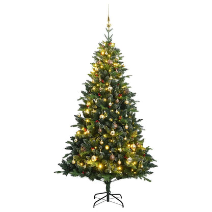Vidaxl Árbol De Navidad Artificial Con Bisagras 300 Led Y Bolas 210 Cm_0