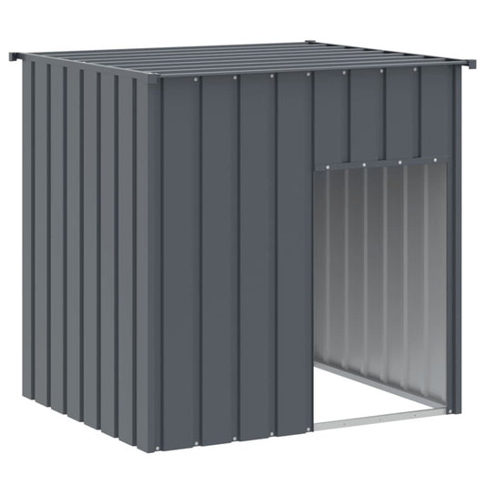 Vidaxl Caseta Para Perro Con Techo De Acero Galvanizado Antracita 110x103x109 Cm_0