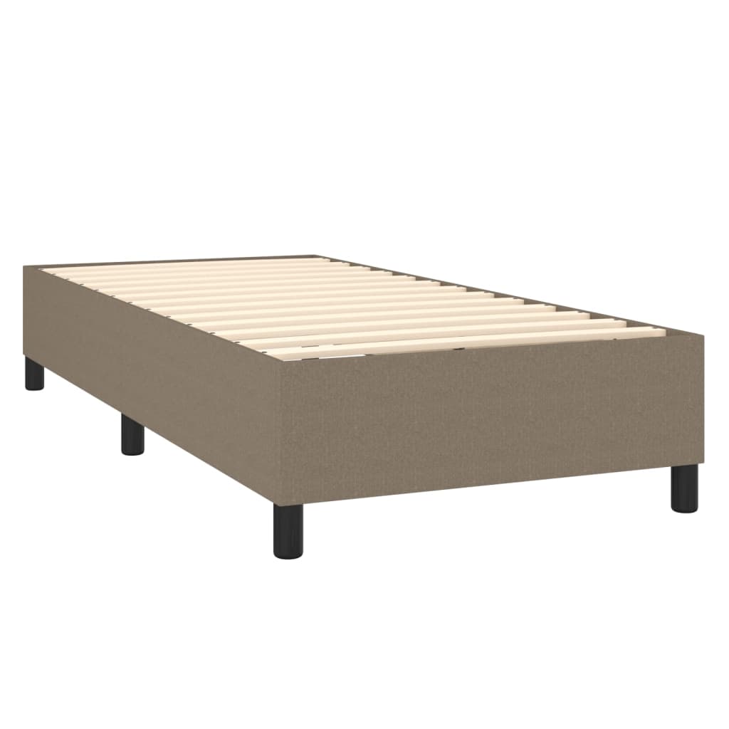 Cama Box Spring Colchón Y Luces Led Tela Gris Taupe 100x200 Cm / Vetonek_5