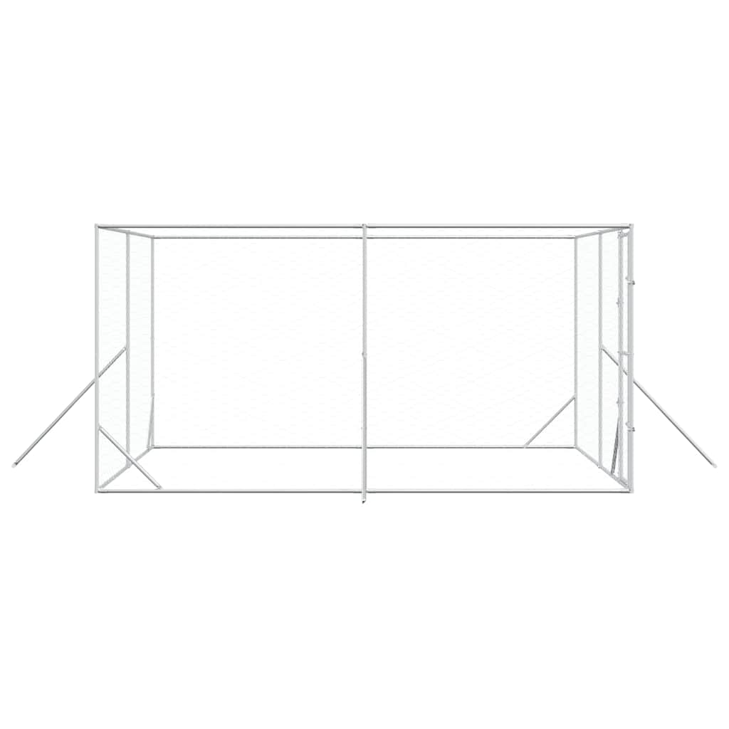 Perrera De Exterior Acero Galvanizado Plateado 4x4x2 M_4