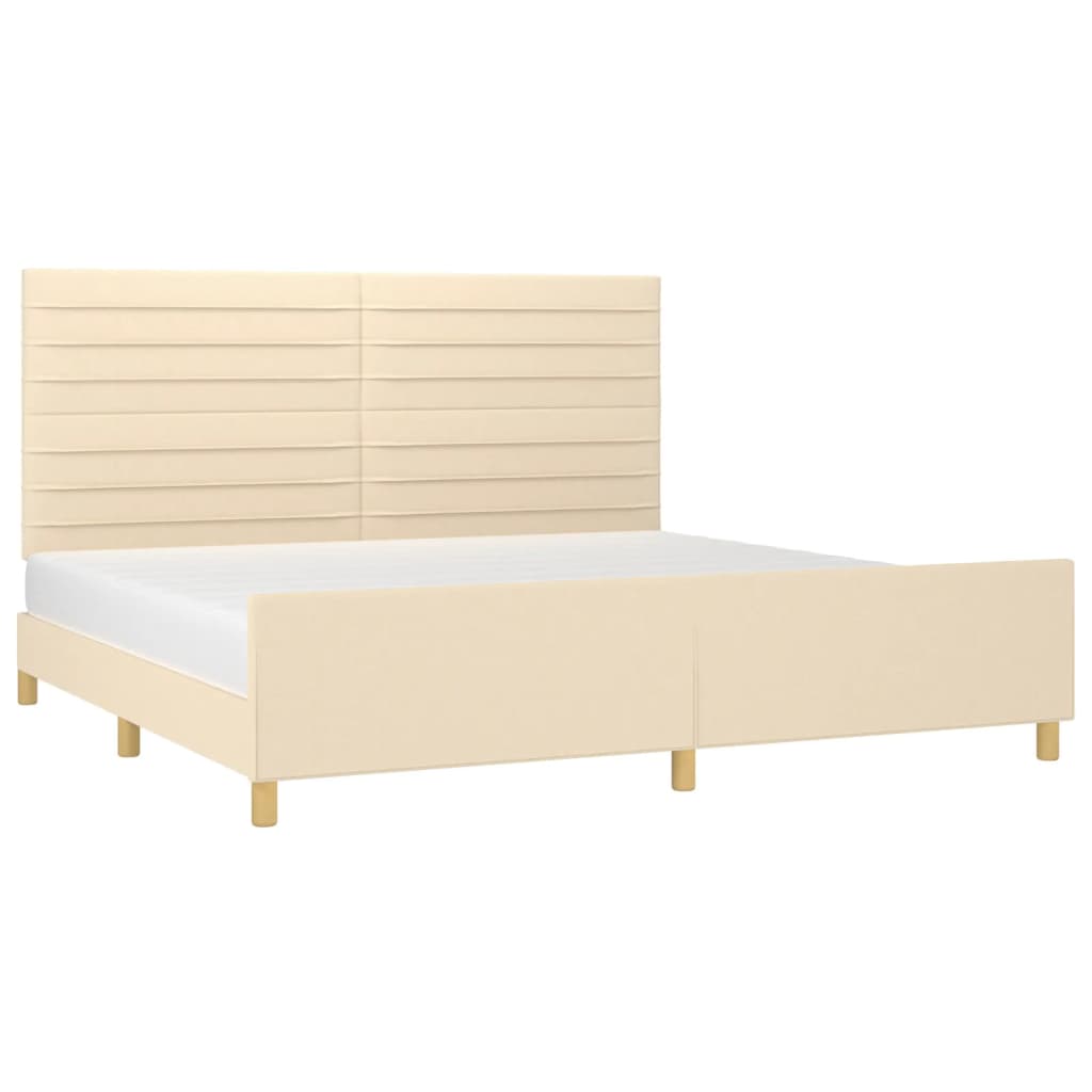Estructura De Cama Con Cabecero De Tela Color Crema 200x200 Cm / Vetonek_1