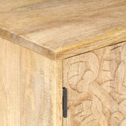 Mesita De Noche Tallada De Madera Maciza De Mango 40x30x50 Cm_4