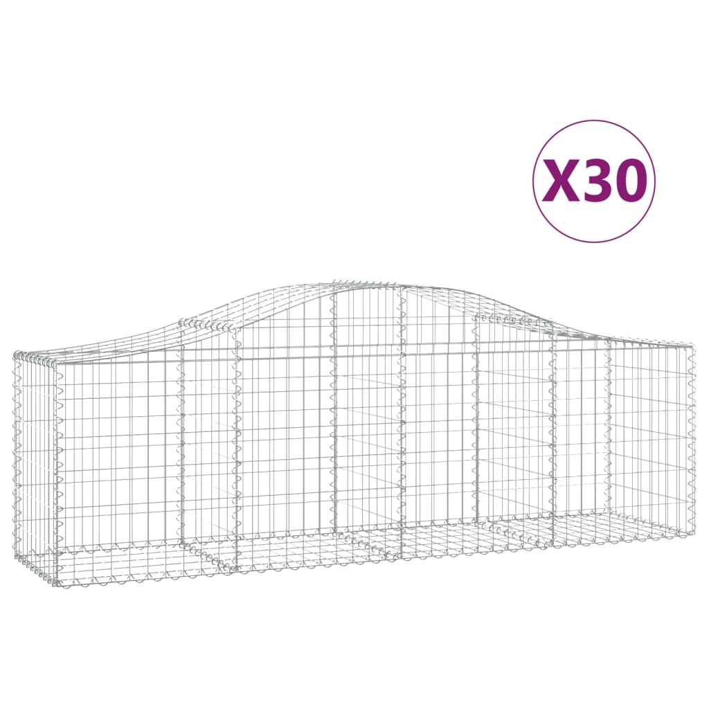 Cestas De Gaviones 30 Uds Forma De Arco Hierro 200x50x60/80 Cm_0