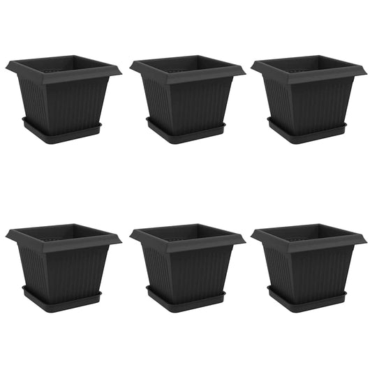 Macetas 6 Pcs Negro 20 X 20 X 16 Cm Plástico_0