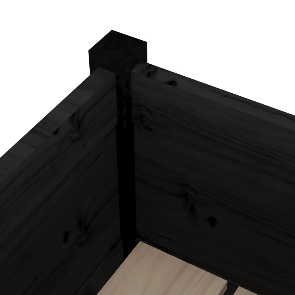 Jardineras 2 Uds Madera Maciza De Pino Negro 70x70x70 Cm_5
