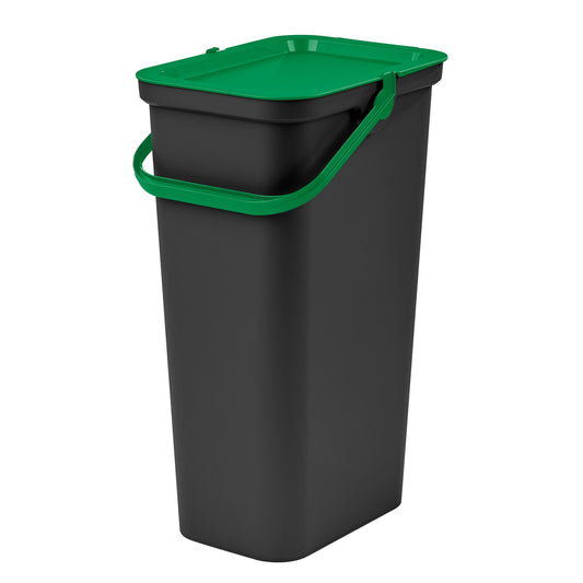 Papelera moda 25l Con Asa (cubo Negro-tapa Verde)