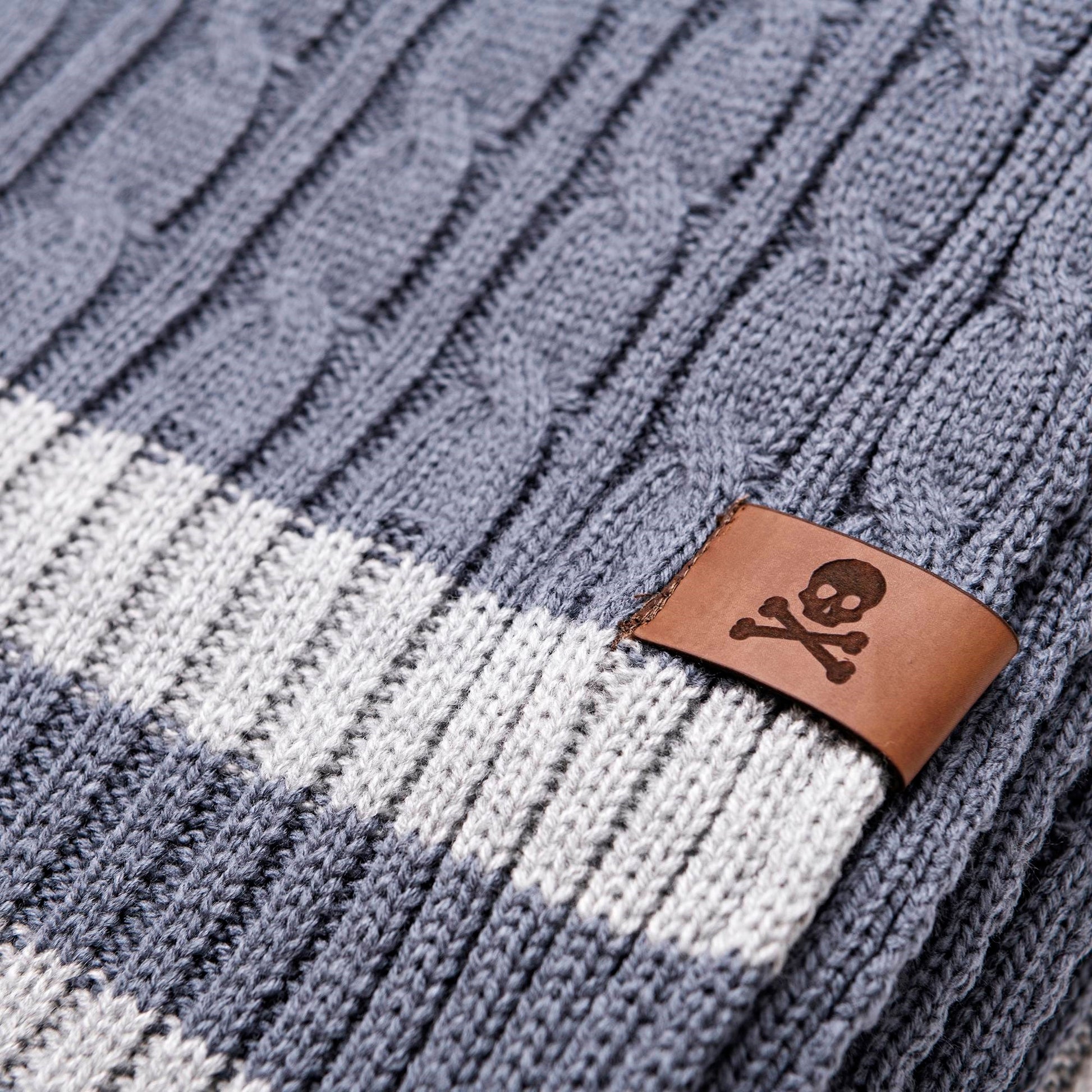 Manta Punto De Ochos 140x190cm 100% Acrílico 200gsm Azul Con Rallas Grises Scalpers Home_5