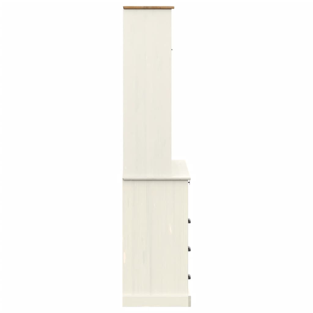Aparador Alto Vigo Madera Maciza De Pino Blanco 80x40x176 Cm / Vetonek_3