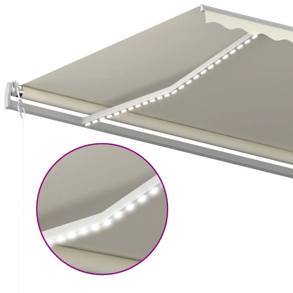Toldo Automático Con Led Y Sensor De Viento Crema 500x300 Cm_4